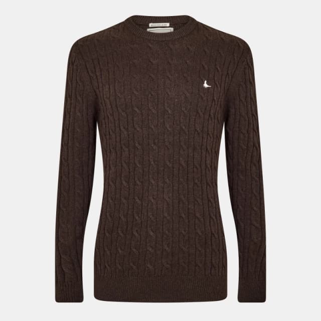 Jack Wills Jack Marlow Merino Wool Blend Cable Knitted Jumper Men Black Coffee male S