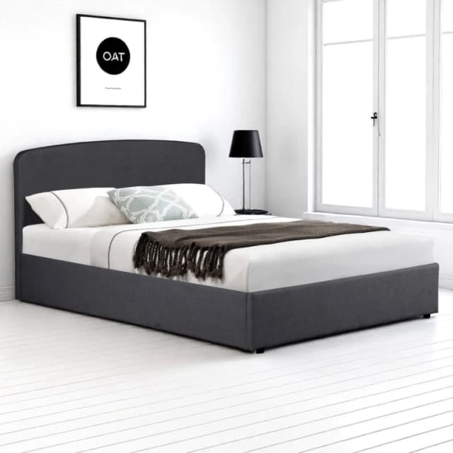 OAT Home Delamere Modern Fabric Upholstered Ottoman Storage Bed Frame in Charcoal Size: Double Charcoal Unisex Double