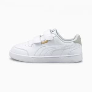 PUMA Shuffle Kids Trainers, White/Grey/Gold Size 10 Shoes