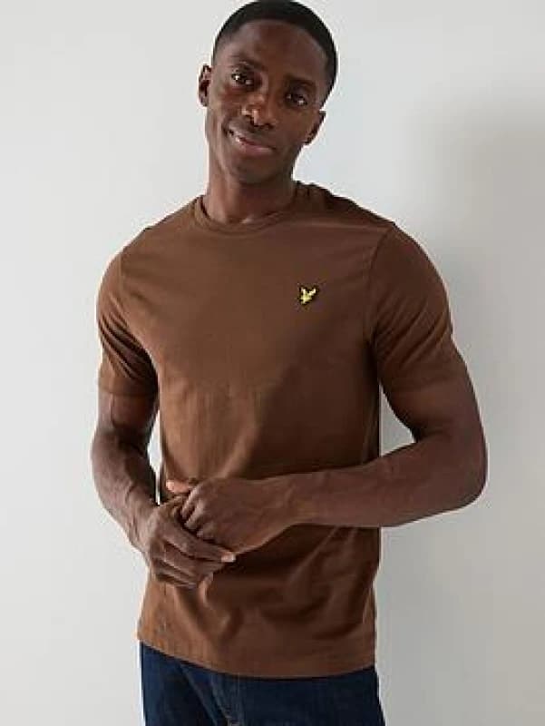 Lyle & Scott Mens Plain T-Shirt in Bottle Brown