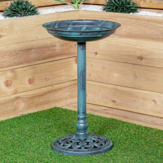 Samuel Alexander 63Cm Verdi Green Traditional Garden Patio Resin Bird Bath