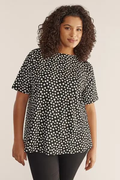 Evans Printed Crepe Top White