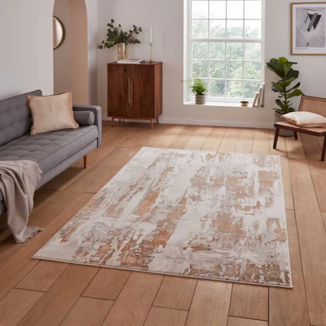 Think Rugs Apollo Bronze/Grey Rectangle 080 x 150cm Polypropylene Modern Abstract GR579, Multi APOGR579BZG0815