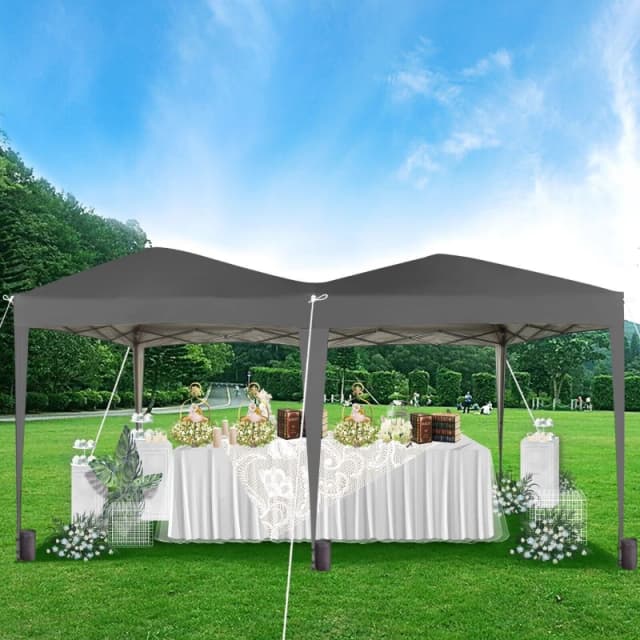 MCC DIRECT Mcc Direct - Pop-up Gazebo 3m x 6m with Wind Bars & 6 Weight Bags & Silver Protective Layer Waterproof Marquee Canopy Grey ns GZ1202