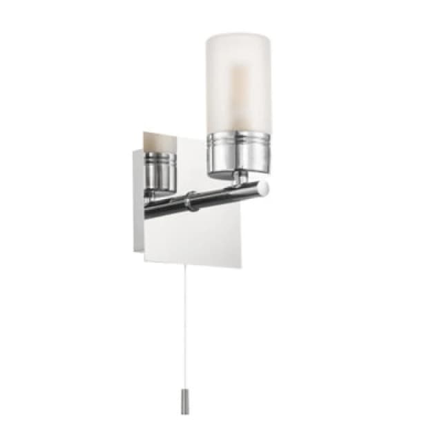 Happy Homewares Compact Designer Ip44 Rated Bathroom Wall Light Fitting With Tubular Glass Shade
