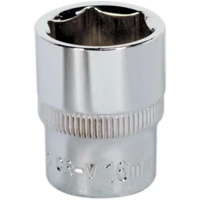 Loops 16mm Forged Steel Drive Socket - 3/8" Square Drive - Polished Chrome Vanadium Metallics