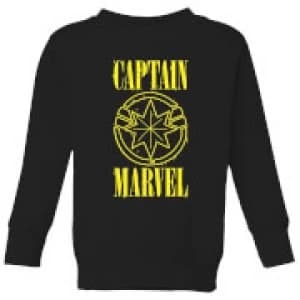 Captain Marvel Grunge Logo Kids Sweatshirt - Black - 11-12 Years