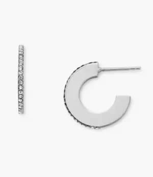 Fossil Women Silver-Tone Brass Hoop Earrings