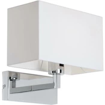 Endon Piccolo - 1 Light Indoor Wall Light Chrome, White Tc Fabric, E27