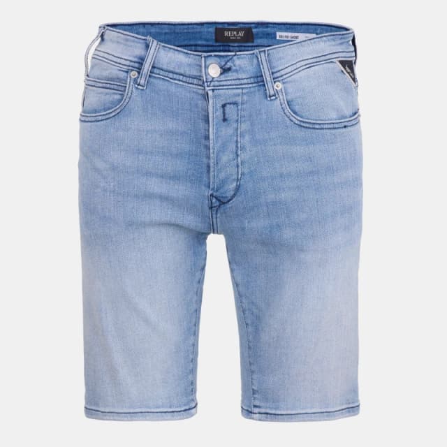 Replay Mens Stretch Denim Mid-Rise Shorts Light Blue male 36W R