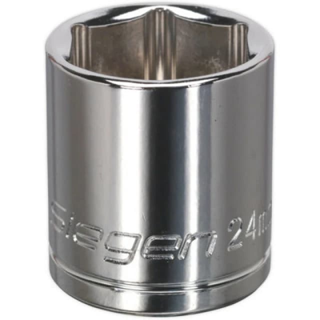 Loops 24mm Chrome Plated Drive Socket - 1/2" Square Drive - High Grade Carbon Steel Metallics