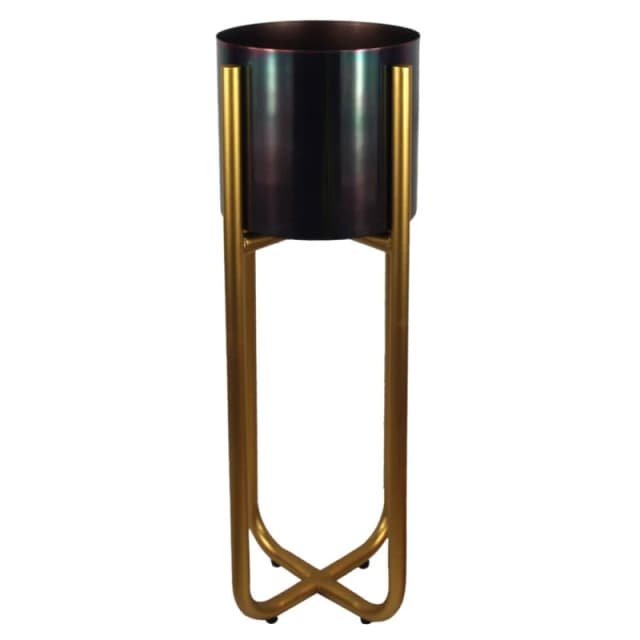 Leaf Tall Gold Stand with Black Metal Planter 62cm x 18cm Size: 62cm x 18cm Black Unisex 62cm x 18 cm