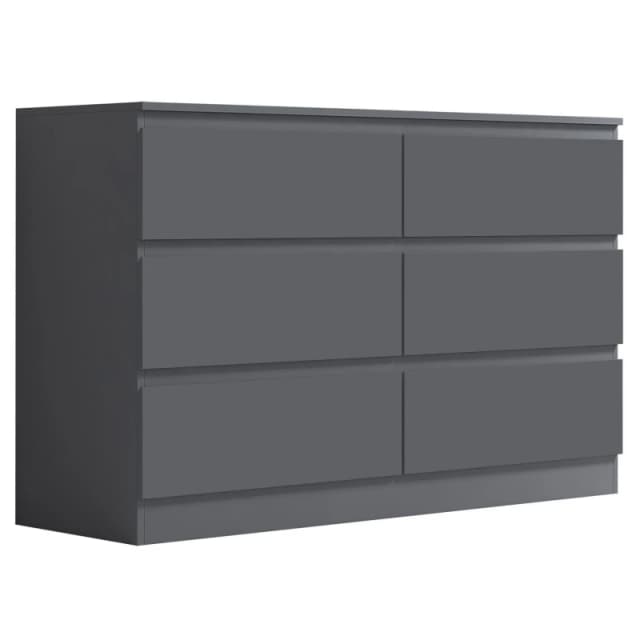 FWStyle FWStyle 6 Drawer Dark Grey Chest Of Drawers Matt Effect Finish Dark Grey One Size Unisex 5056413129185