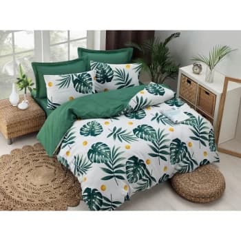 162ELR39362 Monstera - Green Green White Yellow Single Quilt Cover Set (FR)