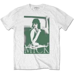 The Rolling Stones - Mick Photo Version 1 Unisex Large T-Shirt - White