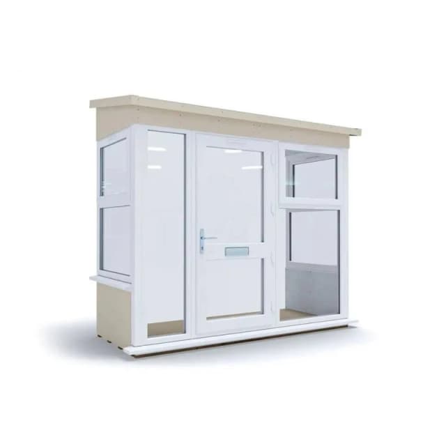 Dunster House Composite Addporch W2.5M X D1.0M, Upvc Windows & Door, Superfelt Included, Right Door Config