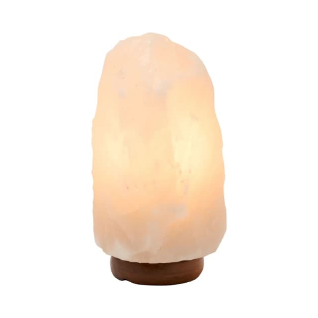 Widdop Himalayan Rock Salt Lamp with Wooden Base - White