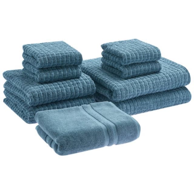 Beliani Set Of 9 Towels Atai Cotton Blue