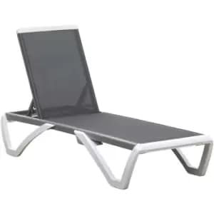 Outsunny - Chaise Patio Lounge with 5-Level Adjustable Back Wheels Texteline Grey - Grey