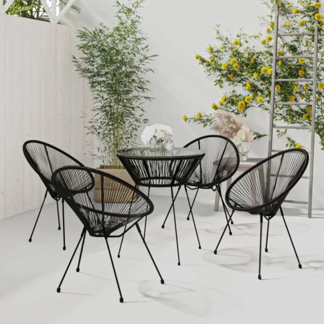 VIDAXL 5 Piece Outdoor Dining Set pvc Rattan Black Vidaxl 8720286242025