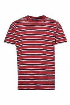 Mens French Connection Old School Stripe T Shirt Red