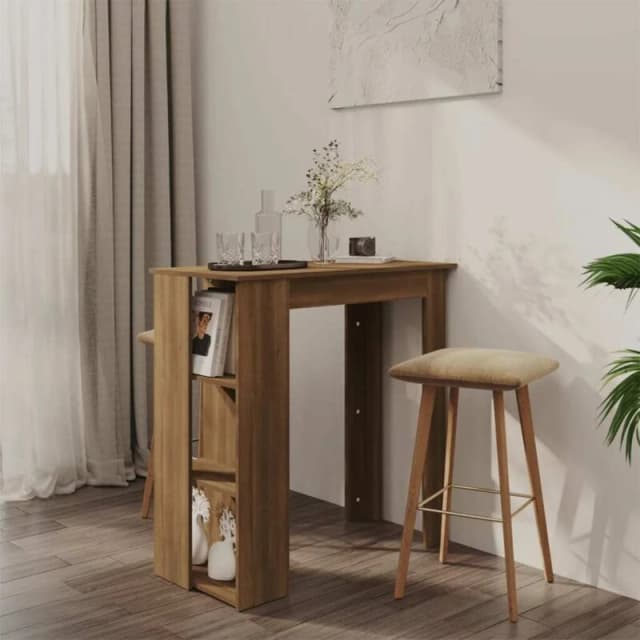VIDAXL Bar Table with Shelf Brown Oak 102x50x103.5cm Engineered Wood Vidaxl 8720286836491