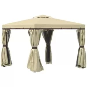 Outsunny 3 X 3M Patio Gazebo Garden Shelter With Mosquito Netting - Beige