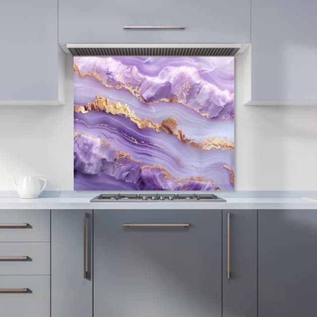 Warren Reed - Designer Light Purple Marble Effect Kitchen Splashback Size: 600mm x 750mm Purple Unisex 600mm x 750mm