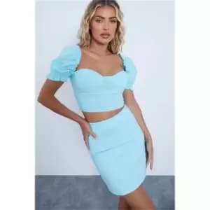 I Saw It First Blue Bengaline Mini Skirt - Blue