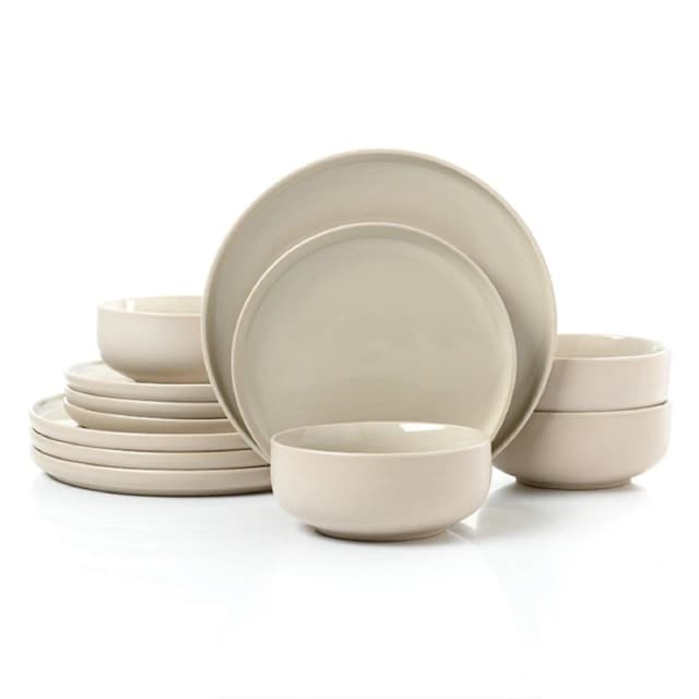 Waterside 12Pc 2Tone Matt/Shiny Cream Dinner Set 6320