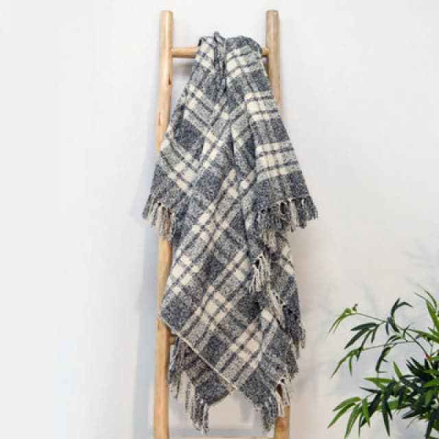 Allure Bath Fashions Chenille Checked Tartan Throw Blanket - Grey, 150 X 200Cm
