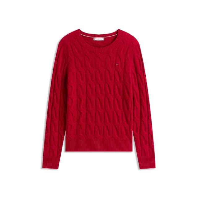 Tommy Hilfiger Womens Cable Knit Jumper Regatta Red female 10 (S)