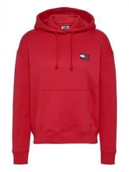 Tommy Jeans Tommy Badge Hoodie - Red, Size XS, Women