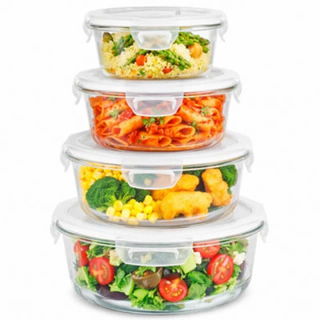 Innoteck Essentials Kitcken 4Pc Glass Storage Set With Snap Lock Lid - Round