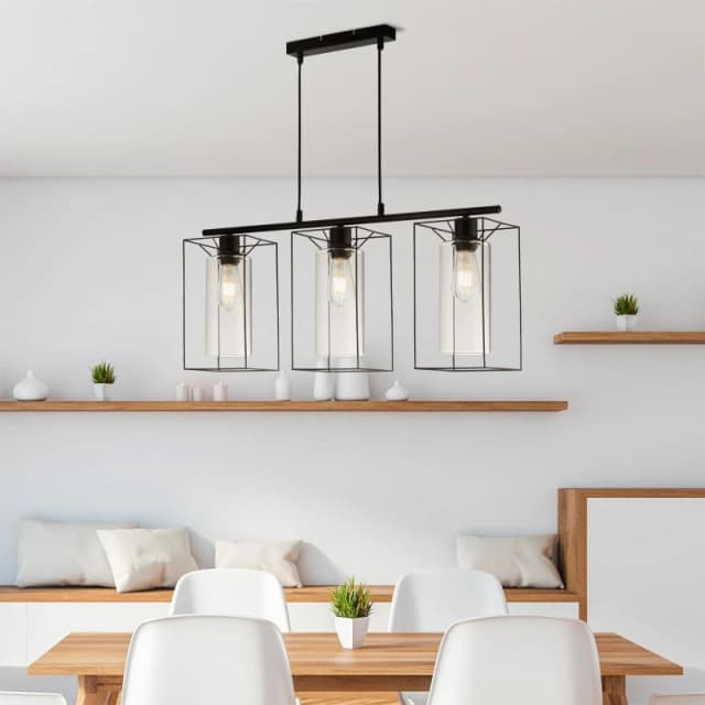 SO'HOME 3 Light Black Frame with Clear Inner Glass Pendant Ceiling Light Black ONE SIZE