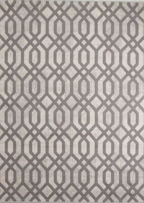 Rugstyle Balletto Heatset Geometric Rug in Grey Size: 120cm x 170cm Grey Unisex 120cm x 170 cm