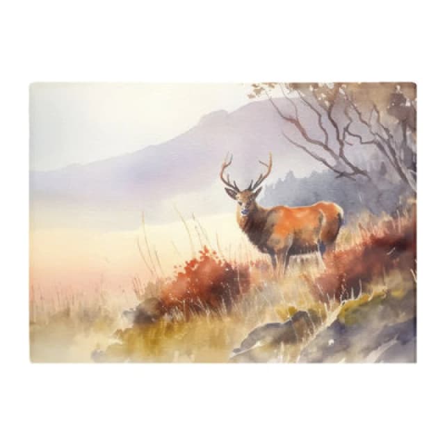 Warren Reed Designer Stag Deer Water Colour Glass Chopping Board