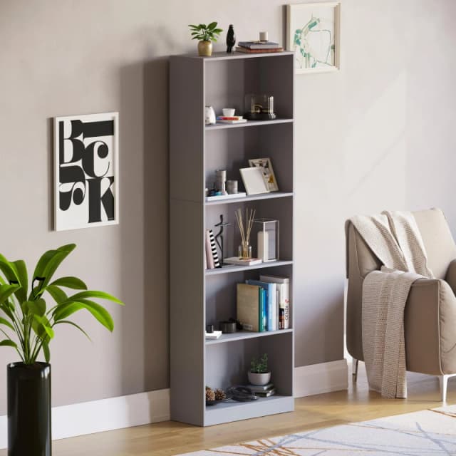 Lassic Vida Designs Cambridge 5 Tier Extra Large Bookcase Grey unisex 5 Tier