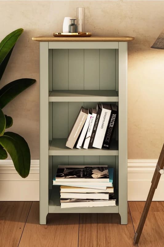 FWStyle FWStyle 3 Tier Oak Veneer Bookcase Assembled Display Unit Sage Green Storage Rack Green One Size Unisex 5056413124937