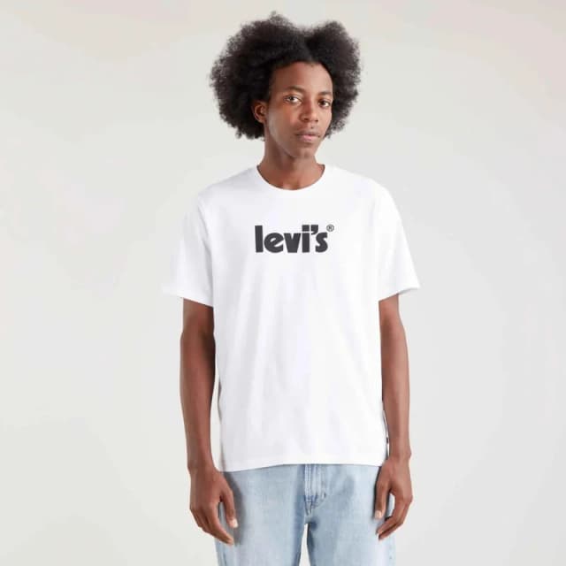 Levis Mens Short Sleeve Oversized Fit Oversized T-Shirts Pstr Logo White male M