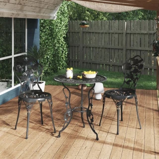 VIDAXL 3 Piece Bistro Set Cast Aluminium Black Vidaxl 8720286722527