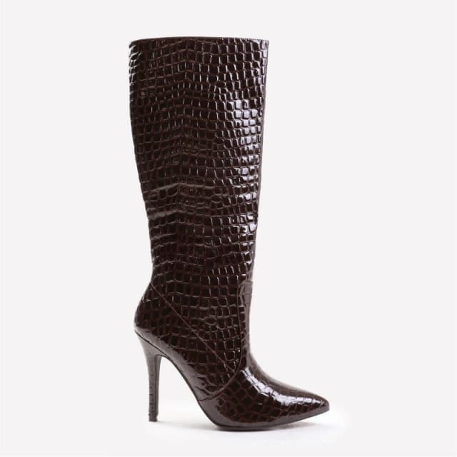 Where's That From 'Zoya' High Heel Calf Boots Brown