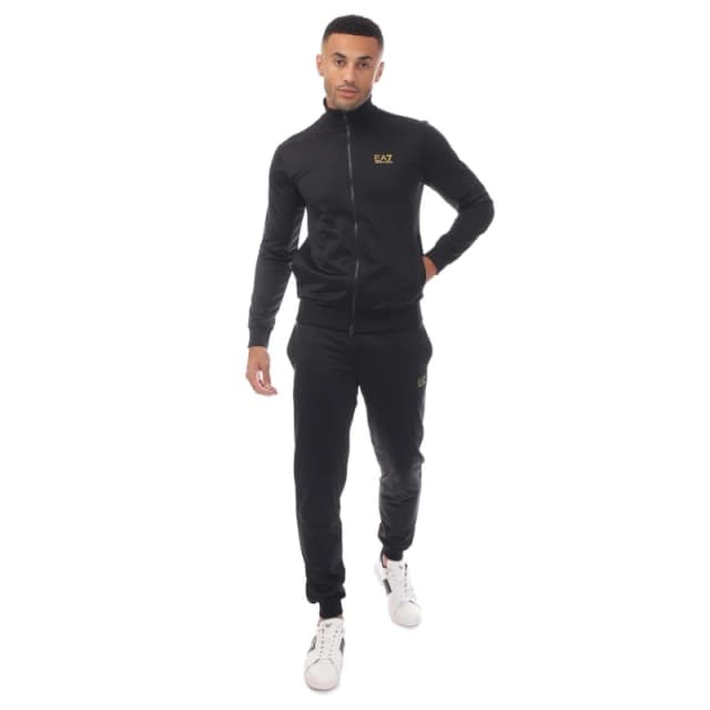 EA7 Logo Zip Tracksuit Black/Gold XXL