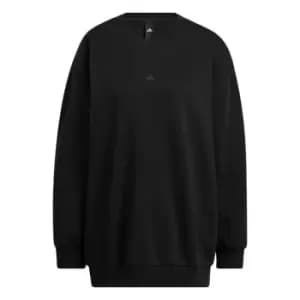 adidas All-Season Fleece Oversized Crew Sweatshirt Womens - Black