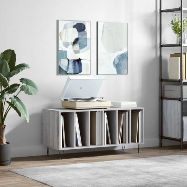 VIDAXL Record Cabinet Grey Sonoma 100x38x48cm Engineered Wood Vidaxl 8720845877651