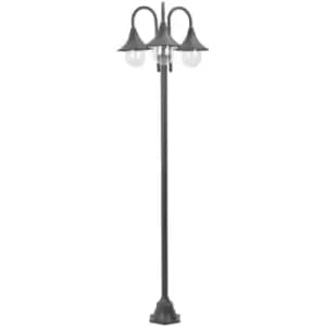 Garden Post Light E27 220cm Aluminium 3-Lantern Bronze Vidaxl Brown