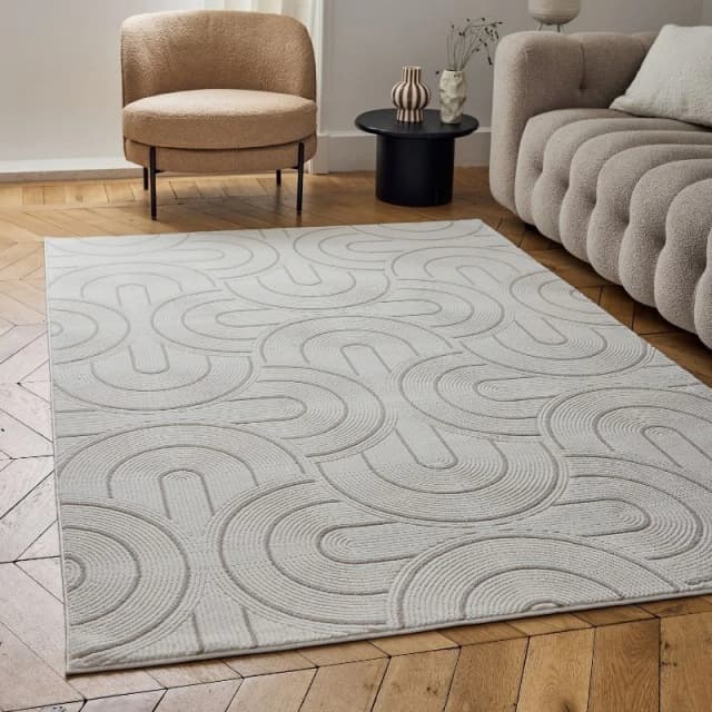 THE RUGS Carmel Modern Area Rugs & Runners Arch Design Soft Pile in Beige Size: 80cm x 300cm Beige Unisex 80cm x 300 cm