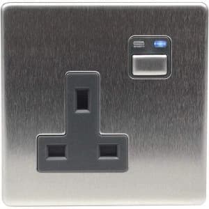 LightwaveRF 3000W 1 Gang 13A Socket - Stainless Steel - JSJSLW260SS