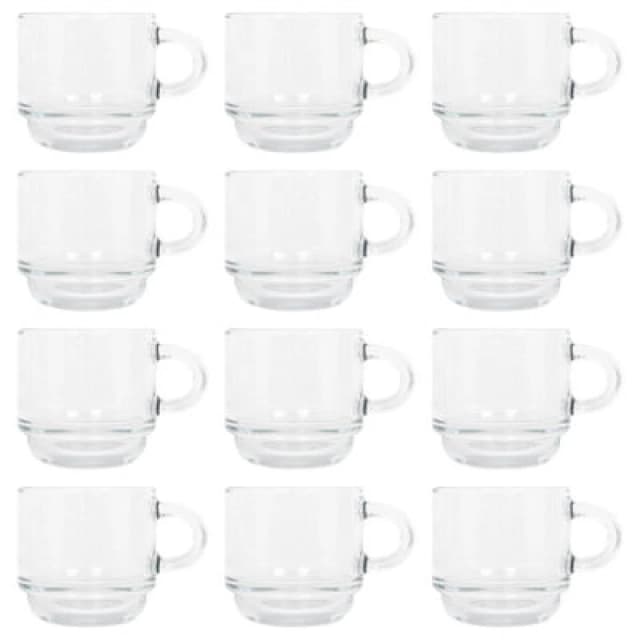 LAV Cozy Stacking Glass Espresso Cups - 90ml - Pack of 12 Clear