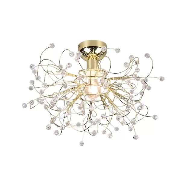 Gloria Modern Semi Flush Ceiling Light Brass polished